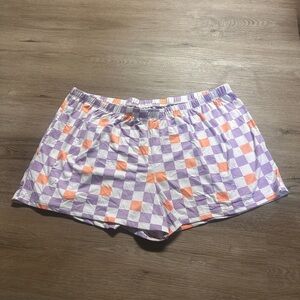 Comfy Plaid Lavender and Orange Checkerboard Shorts Size XL